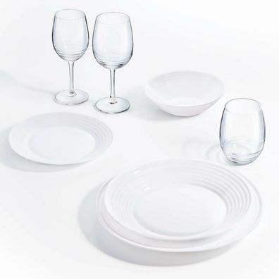 Tafelservice Geschirrset Mehrteiliges Set Harena Suppenschüssel 18 Teile Weiß