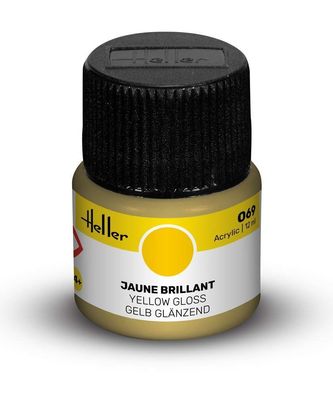 Heller 9069 Acrylfarbe 069 Gelb, glänzend 12ml Modellbaufarbe