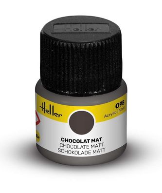 Heller 9098 Acrylfarbe 098 Schokoladenbraun, matt 12ml Modellbaufarbe