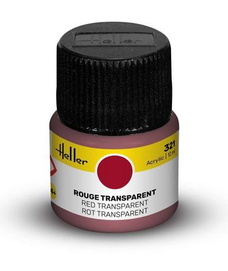 Heller 9321 Acrylfarbe 321 Rot, transparent 12ml Modellbaufarbe