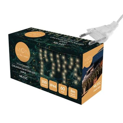 Lichterkette Weihnachtsbeleuchtung Lichtervorhang Warmweiß 300 LEDs 8m