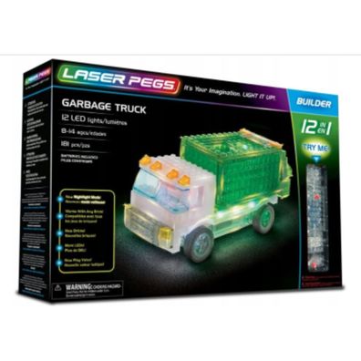 Spielzeug Spielfiguren Recycling Fahrzeuge Laser Pegs LED bricks 12 Modelle