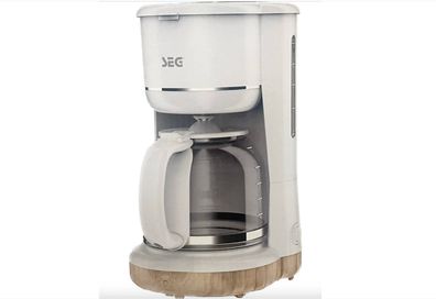 SEG Kaffeemaschine weiß 12 Tassen Glaskanne Hochglanz Dauerfilter Filterkaffee