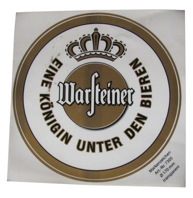 Brauerei Warsteiner - Eine Königin unter den Bieren - transparenter Aufkleber 17 cm -