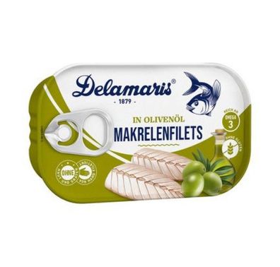 Makrelenfilets in Olivenöl ohne Haut und Gräten Delamaris 125g 4 Stückzahlen