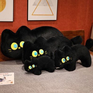 Weiche gefüllte Tierpuppe schwarze Katzen Nacken kissen Plüsch Plüschtiere Spielzeug