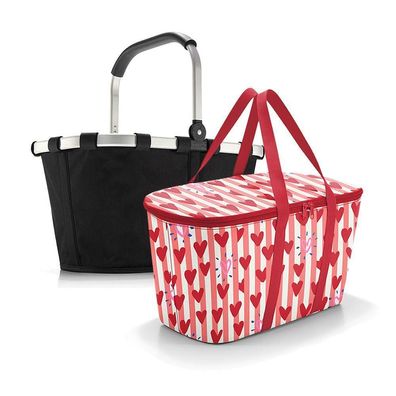 reisenthel Set aus carrybag BK + coolerbag UH BKUH, black + hearts & stripes, Unisex
