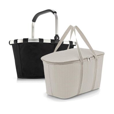 reisenthel Set aus carrybag BK + coolerbag UH BKUH, black + herringbone sand, Unisex