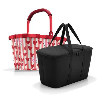 reisenthel Set aus carrybag BK + coolerbag UH BKUH, frame hearts & stripes + ...