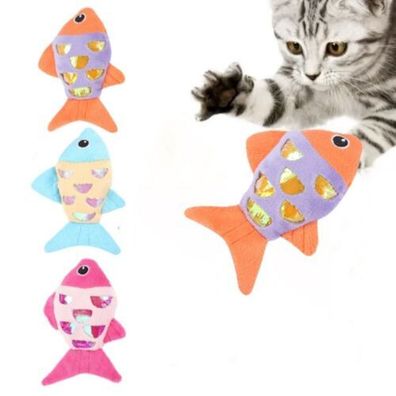 Haustier Katze Plüschtiere Spielzeug Katzenminze Sound Papier Plüsch Fisch