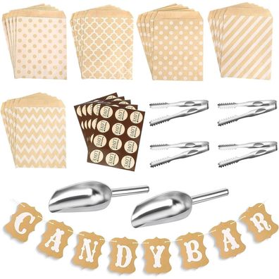 67tlg Candybar Zubehör Set mit Zuckerzange & Schaufeln für Hochzeit Party Grill