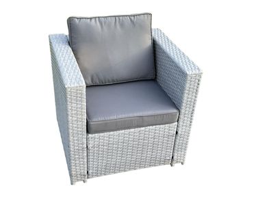 Fimous Gartenmöbel im Freien Einzelner Sessel Helles Grau Sofa Polyrattan Stuhl