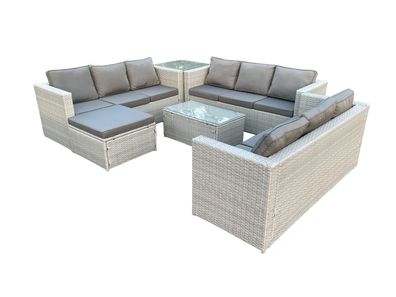Fimous Polyrattan Gartenmöbel Set Rattan Sofa Set mit 3-Sitzer Sofa Großer Fußhocker