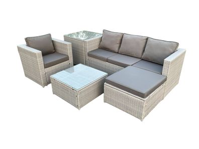 Fimous Polyrattan Gartenmöbel Set 5-Sitzer Rattan Sofa Set mit 3-Sitzer Sessel