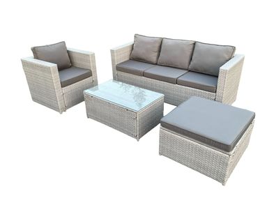 Fimous Polyrattan Gartenmöbel Set 5-Sitzer Rattan Sofa Set mit 3-Sitzer Sofa