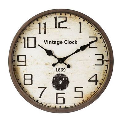 Vintage braune Wanduhr Dekouhr Designuhr Dekorative Analog Klassisch Metall 30cm Uhr