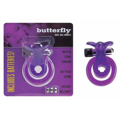 Cock & Ball Harness Butterfly purple