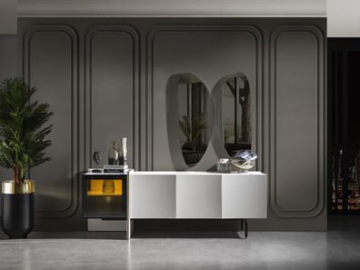 Wohnzimmer Anrichte Spiegel Holz Möbel Luxus Stil Modern 2tlg neu