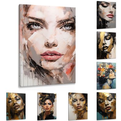 Muralo Leinwandbild Canvas Wandbild Frau Gesicht Porträt Abstraktion Glamour Wanddeko