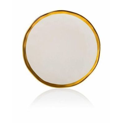 HowHomely Dekoteller Lissa aus Keramik weiß 2x20 cm Glamour Deko Platte Speiseteller