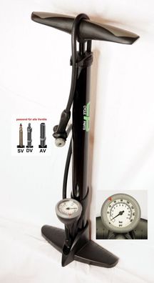 hochwertige E-Bike Hochdruck Standpumpe 11 Bar schwarz Manometer Fahrrad Pumpe ...