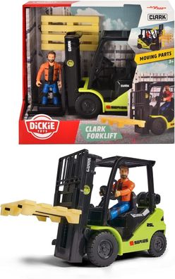 Dickie Toys, Gabelstapler für Kinder (Clark S25 Forklift Set), bewegliches Auto