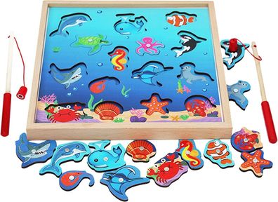Toys of Wood Oxford magnetisches Angel-Spiel aus Holz - 15 Magnet-Fische, Kinder