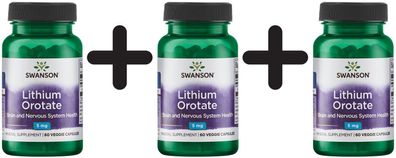 3 x (Swanson Lithium Orotate, 5mg - 60 vcaps)