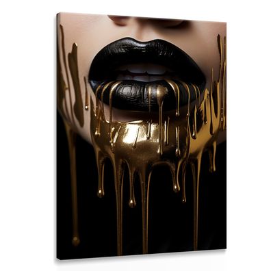 Muralo Leinwandbild Wandbild Canvas MUND Lippen Frau Gesicht Abstraktion 3D Wanddeko