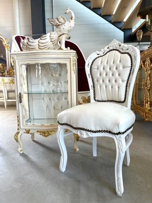 Barock Möbel Hochzeitsstuhl im französischen Barockstil in handgefertigtem Weiß