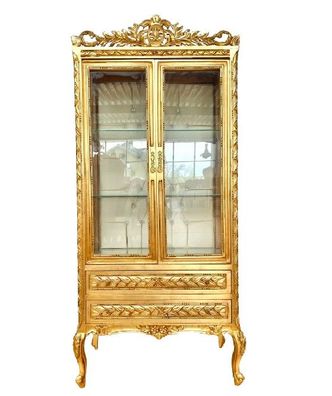 Barock Möbel Showcase French Baroque Style Display Cabinet in Gold Finish