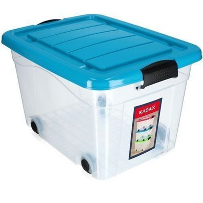 KADAX Kunststoffbehälter mit Rollen, Aufbewahrungsbox aus Kunststoff 40L
