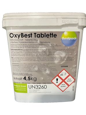 OxyBest 4,5 kg Aktivsauerstoff Tabs Sauerstoff 200g für Pools chlorfrei SPA