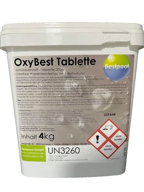 OxyBest 4 kg Aktivsauerstoff Tabs Sauerstoff 200g für Pools chlorfrei ohne Chlor