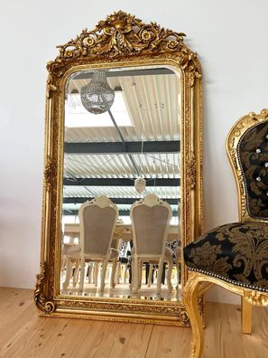 Barock Möbel Mirror Retro Baroque Style with Angels & Flower Sculpture in Gold Finish