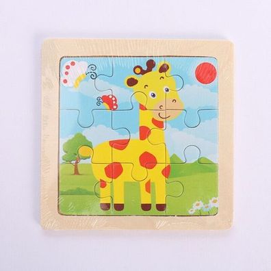 Giraffen-Holzpuzzlespielzeug für Kinder, Tiererkennung, frühe Bildung