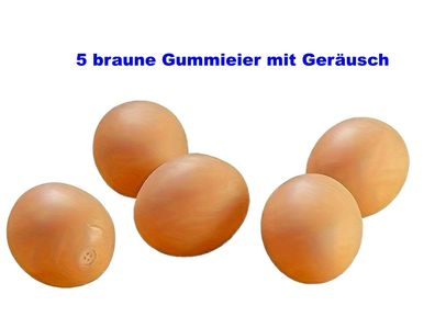 5 braune Gummieier mit Geräusch springende Fake Eier Ostern Deko GAG