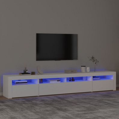 TV-Schrank mit LED-Leuchten Weiß 240x35x40 cm (Farbe: Weiß)