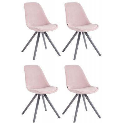 4er Set Stühle Toulouse Samt Rund grau (Farbe: pink)
