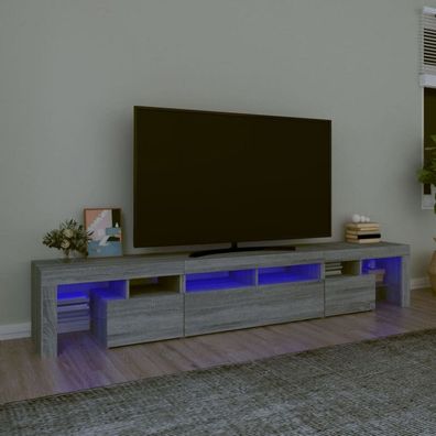 TV-Schrank mit LED-Leuchten Grau Sonoma 230x36,5x40 cm (Farbe: Grau)