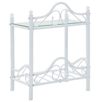 Nachttisch 2er-Set Stahl und Hartglas Weiß 45x30,5x60 cm