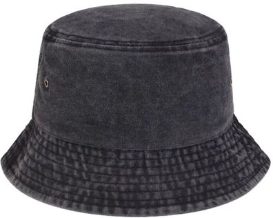Graue Stonewashed Fischerhut - Hüte Sonnenhüte Eimerhüte Bucket Hats Fischerhüte