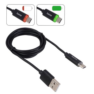Hama USB-A auf USB-C Kabel LED-Anzeige Datenkabel Ladekabel Digicam Action-Cam