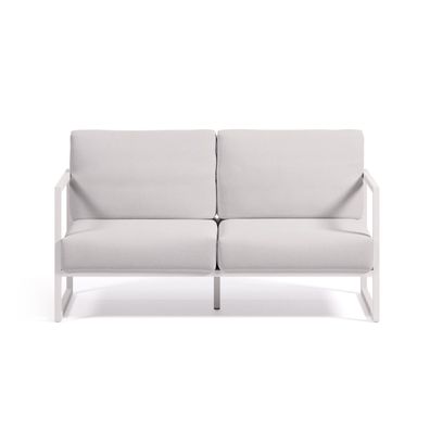 Outdoor 2-Sitzer-Sofa weiß 152 x 85 x 85 cm Sitzgarnitur Couch Wohnzimmer