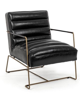 Sessel Brianna 62,5x74x80cm PU Kunstleder schwarz mit Stahlgestell Gold lackiert