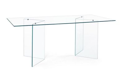 Esstisch Iride 180x90x75cm Beine und Tischplatte aus gehärtetem Glas Transparent