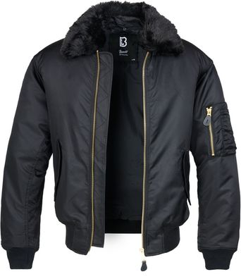 Brandit Jacke MA2 Jacket Fur Collar in Black