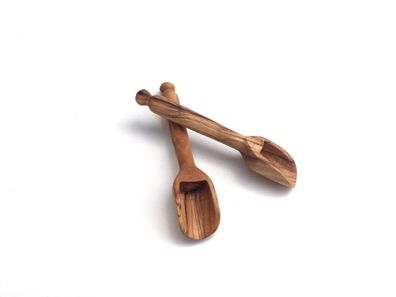 Salzschaufel 9 cm Gewürzschaufel Holzschaufel Holzschippe aus Olivenholz Handarbeit