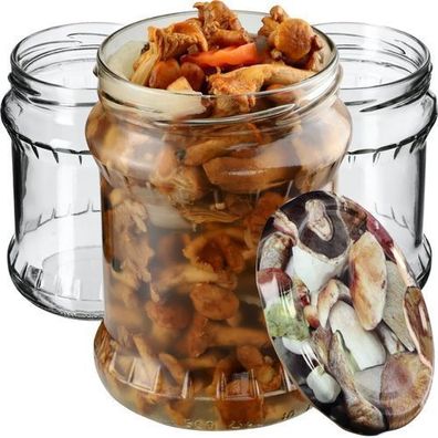 KADAX Einmachglas 500 ml, Aufbewahrungsgläser, Pilze / 8 Stück