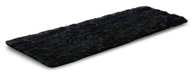 Weicher zotteliger Antirutsch-Teppich 80x300 cm Farbe Schwarz